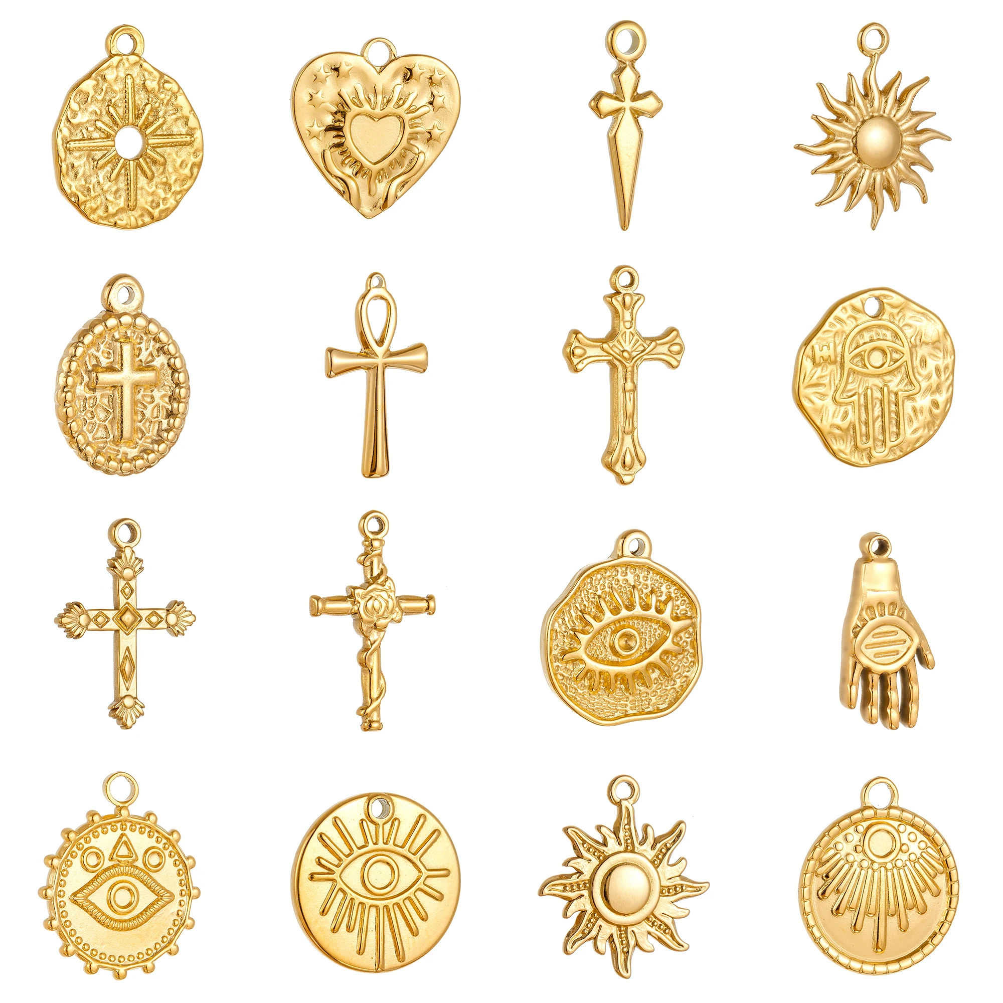 

3Pcs/Lot Cross Devil Eye Pendant Charms Stainless Steel Cross DIY Necklace Bracelet Jewelry Crafts for Women Earring Accessories