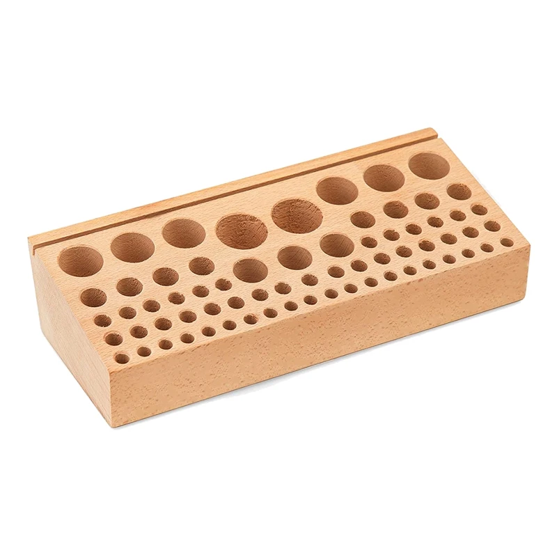 

BEAU-Wooden Leather Tool Holder,68 Holes Leather Tool Rack,Leather Tools Storage Box For Leather Working Making Punch Tools