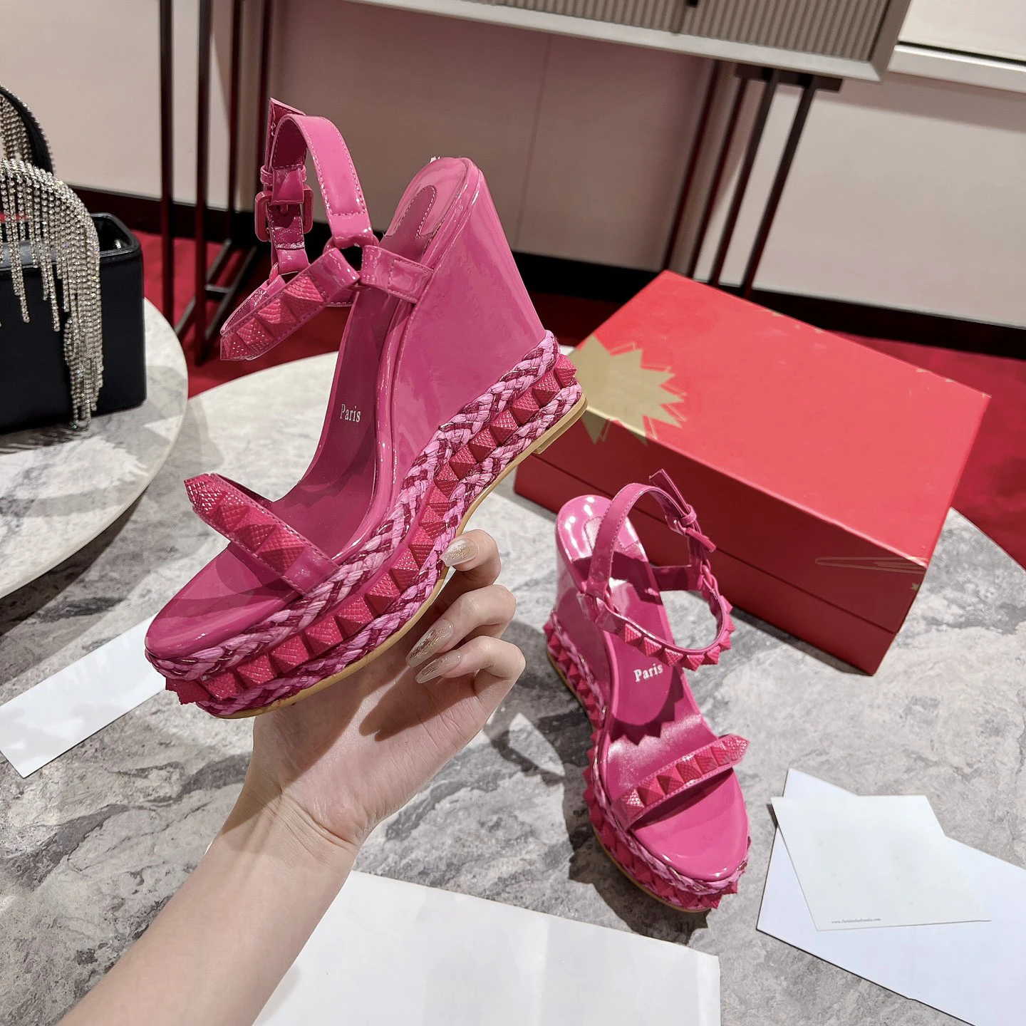 Top Quality Red Sole Womens High Heels 12cm Shoes Luxury Fashion Ladies Braided Sandals Classic Retro Designer High Heel HJ2039