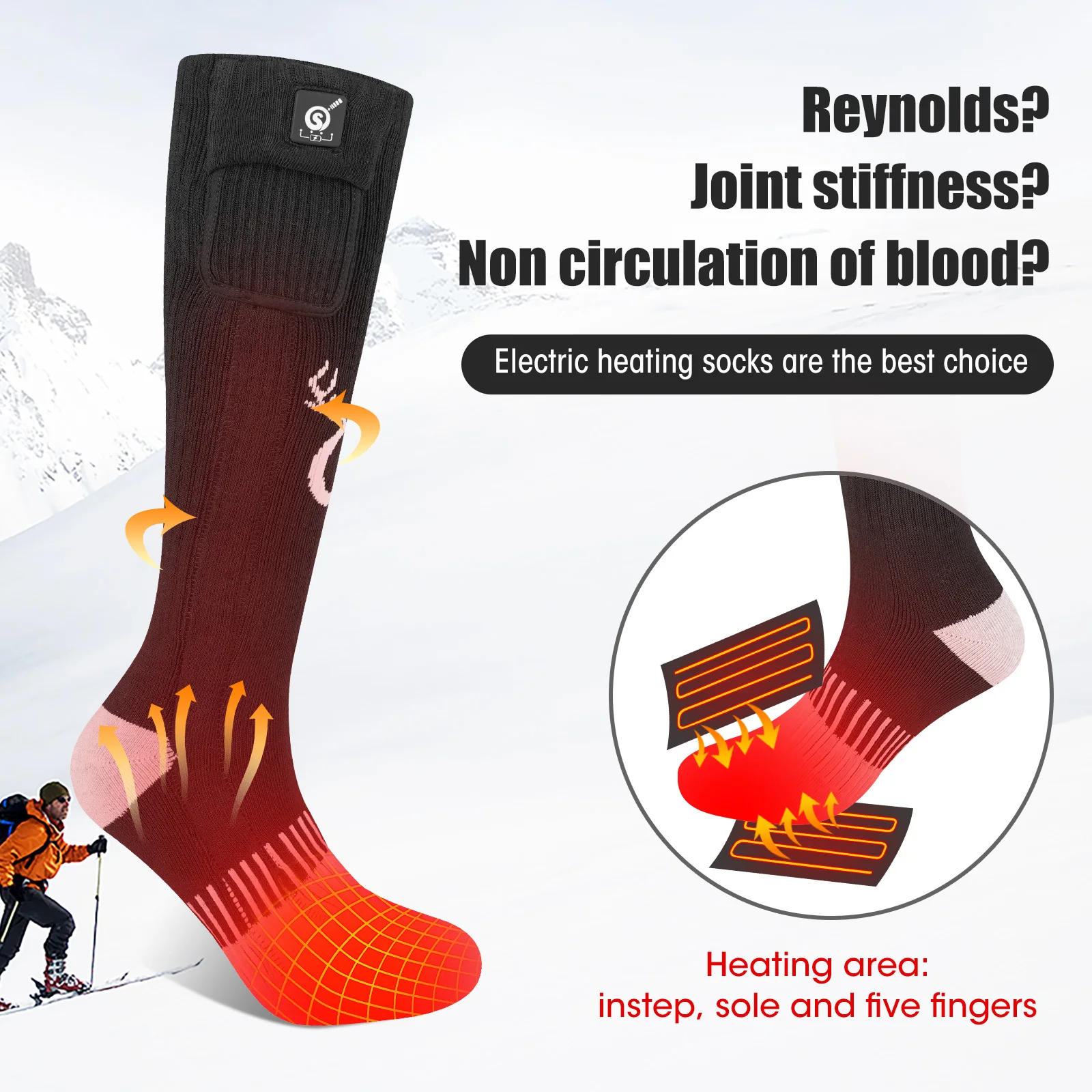 SNOW DEER перезаряжаемые носки с электрическим подогревом для мужчин и женщин зимние