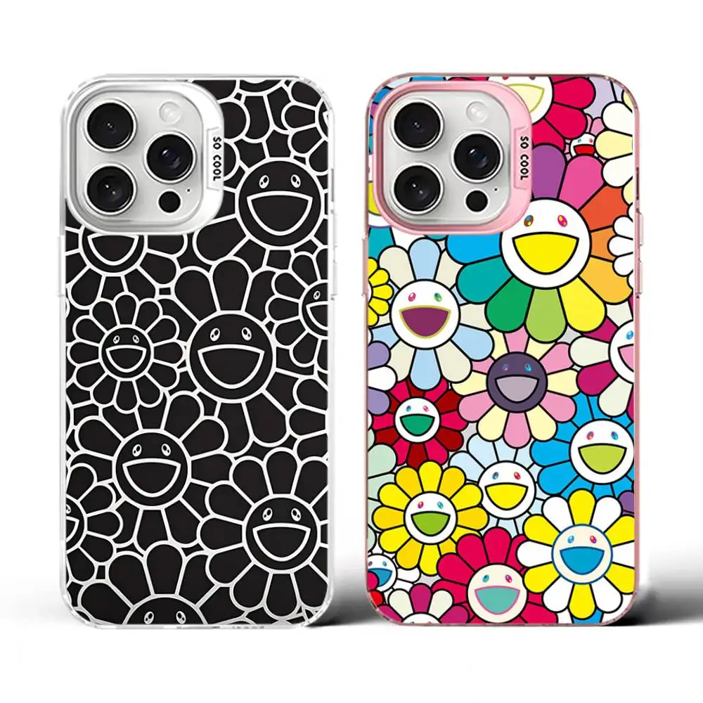 Фото Японский рабочий чехол для телефона Artisti M-murakami T-takash Art для iPhone 17, 16, 15, 14, 11, 12, 13 Pro Max Plus Pro, цветной серебряный чехол №4