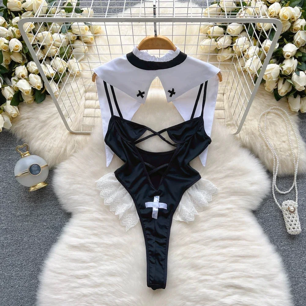 Выдалбливают косплей нижнее белье кружево с открытой спиной сексуальный горячий