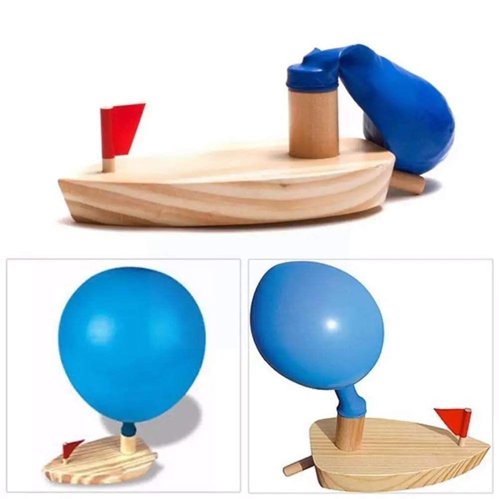 

Children Wooden Balloon Powered Boat Science Experiment Bath Swimming Boat Toy Baby Toy Water Balloon Toys Educational R9c6