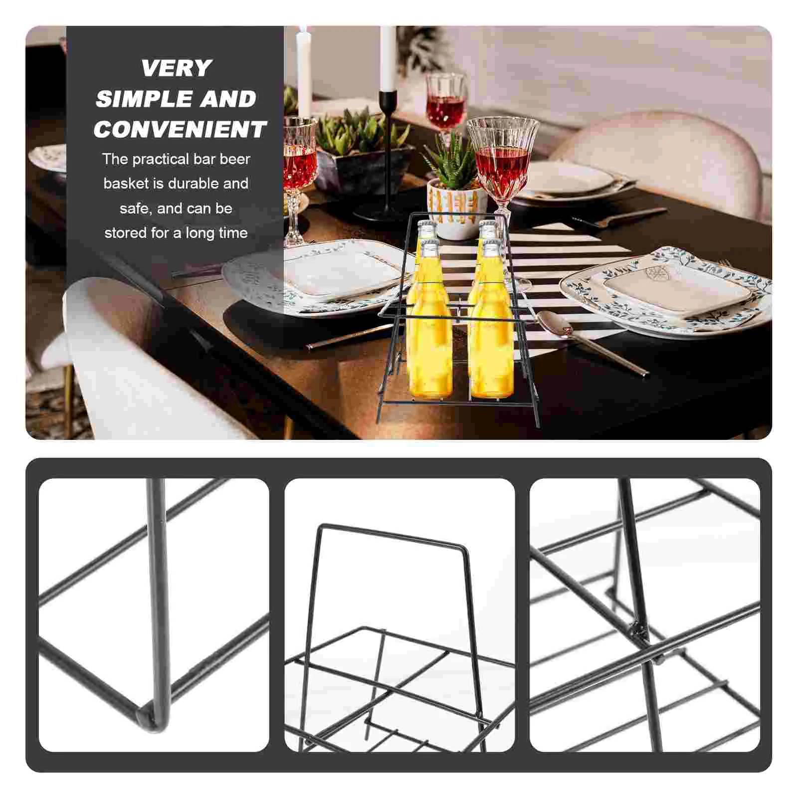 Корзина ручная подставка для пивных бутылок железный держатель с несколькими