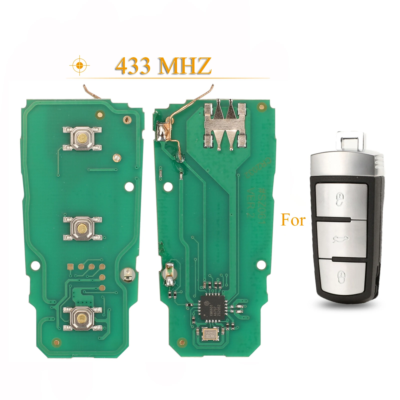 

jingyuqin 10pcs 3 Buttons Remote Key Circuit Board For VW Passat B6 3C B7 Magotan CC With 433MHZ ID48 Chip 3C0959752BA