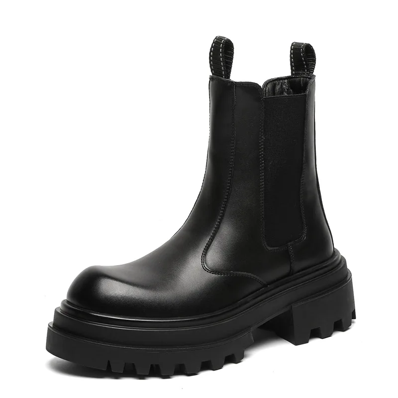 Мужские роскошные модные ботинки на платформе в стиле панк обувь из натуральной