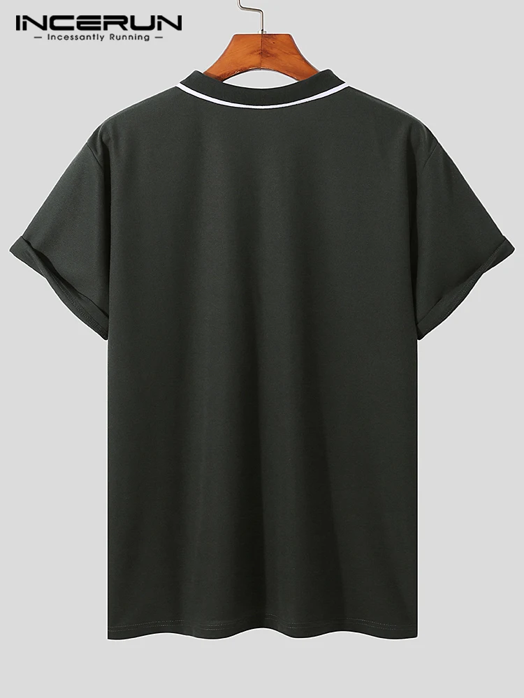 Casual Simple Style Men's Tops INCERUN Loose Comfortable Blouse Male Solid All-match Zipper Short Sleeve Lapel Shirts S-5XL 2022