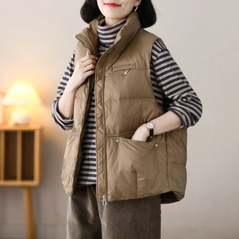 Теплое хлопковое стеганое пальто женское короткое пальто-жилет осенне-зимнее с