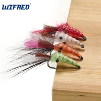 wifreo 6pcs 4 small shrimp salt fly bass steelhead trout salmon fishing flies nymph fly for saltwater freshwater fly bait lures