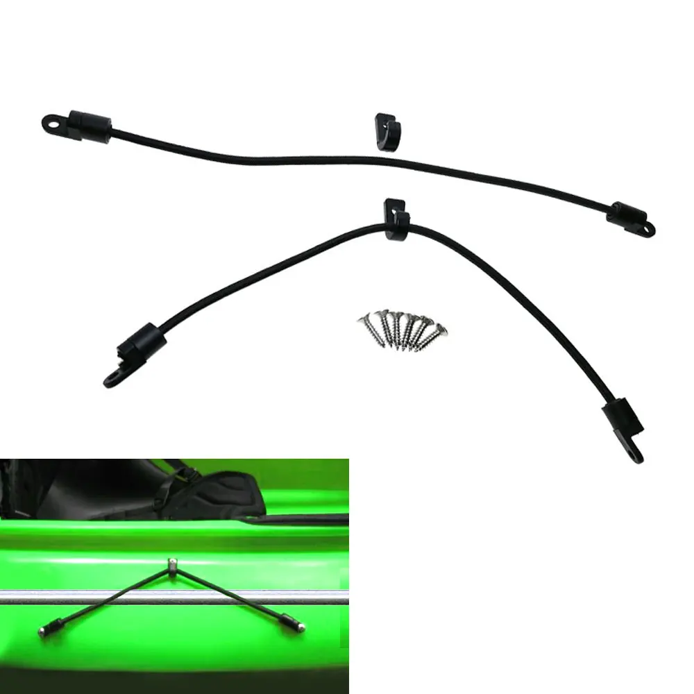 

2 Pieces Paddle Keeper Kayak Bungee Paddle Holder Kit Canoe Paddle Clip with Rivets Kayak Rigging Accessory