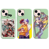 sk8 the infinity anime cartoon phone case green color for iphone 13 12 11 mini pro max x xr xs 8 7 6 plus funda capa