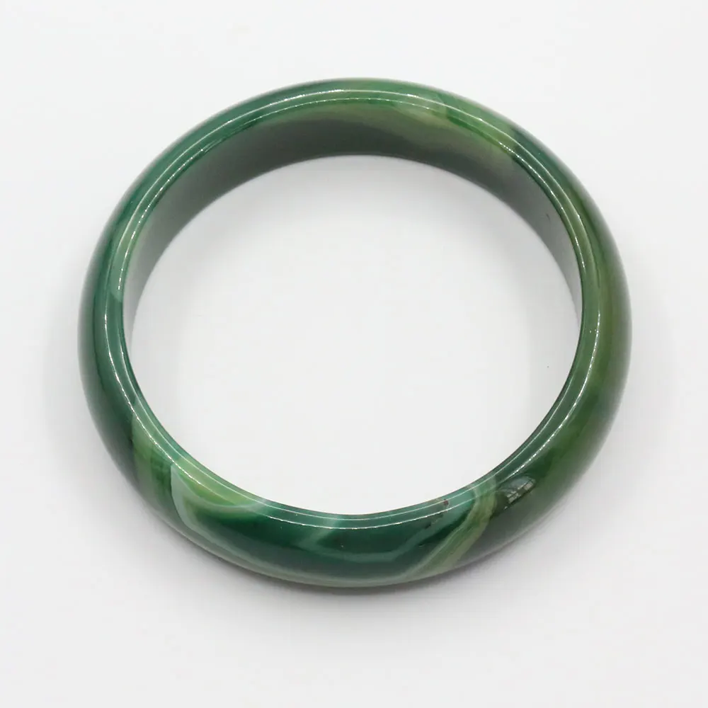 APDGG натуральный зеленый агат Настоящий камень гладкий браслет для женщин