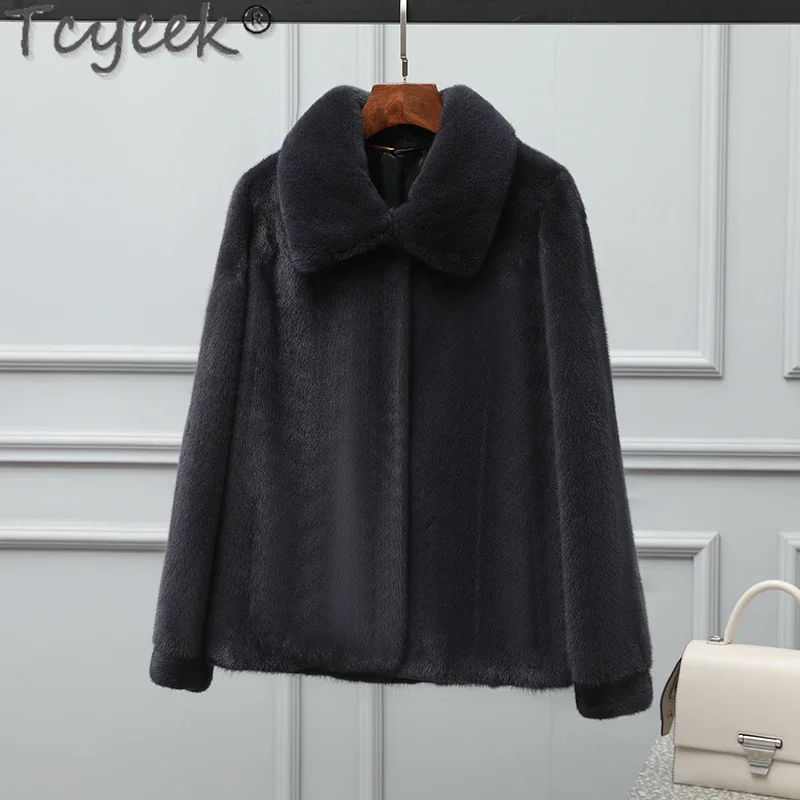 Tcyeek пальто из натурального норкового меха теплая зимняя куртка цельной норки