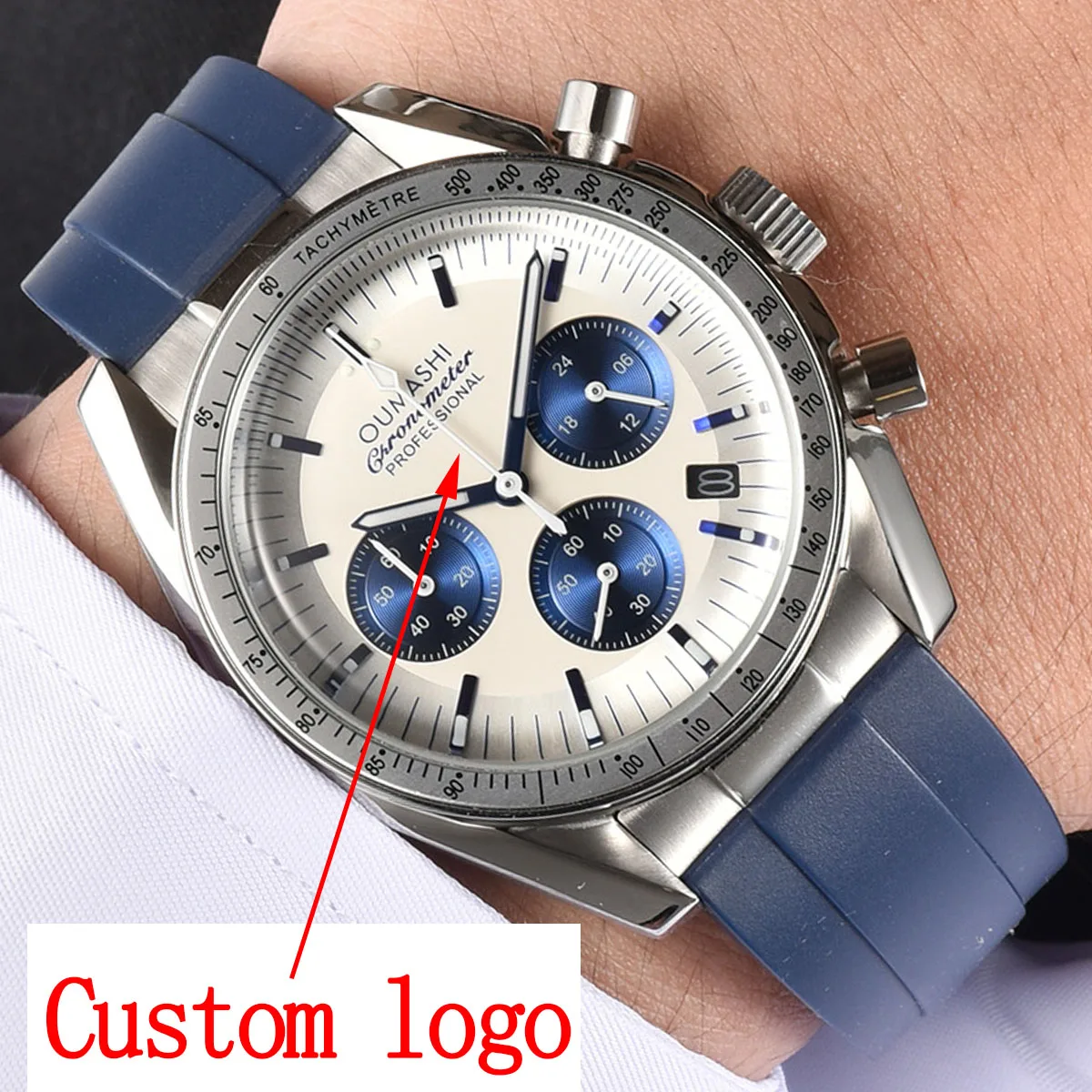

Мужские водонепроницаемые часы с логотипом на заказ, часы с ремешком на руку, модель vk63 чехол nh35, японские кварцевые часы с хронографом, часы с ремешком на руку nh36