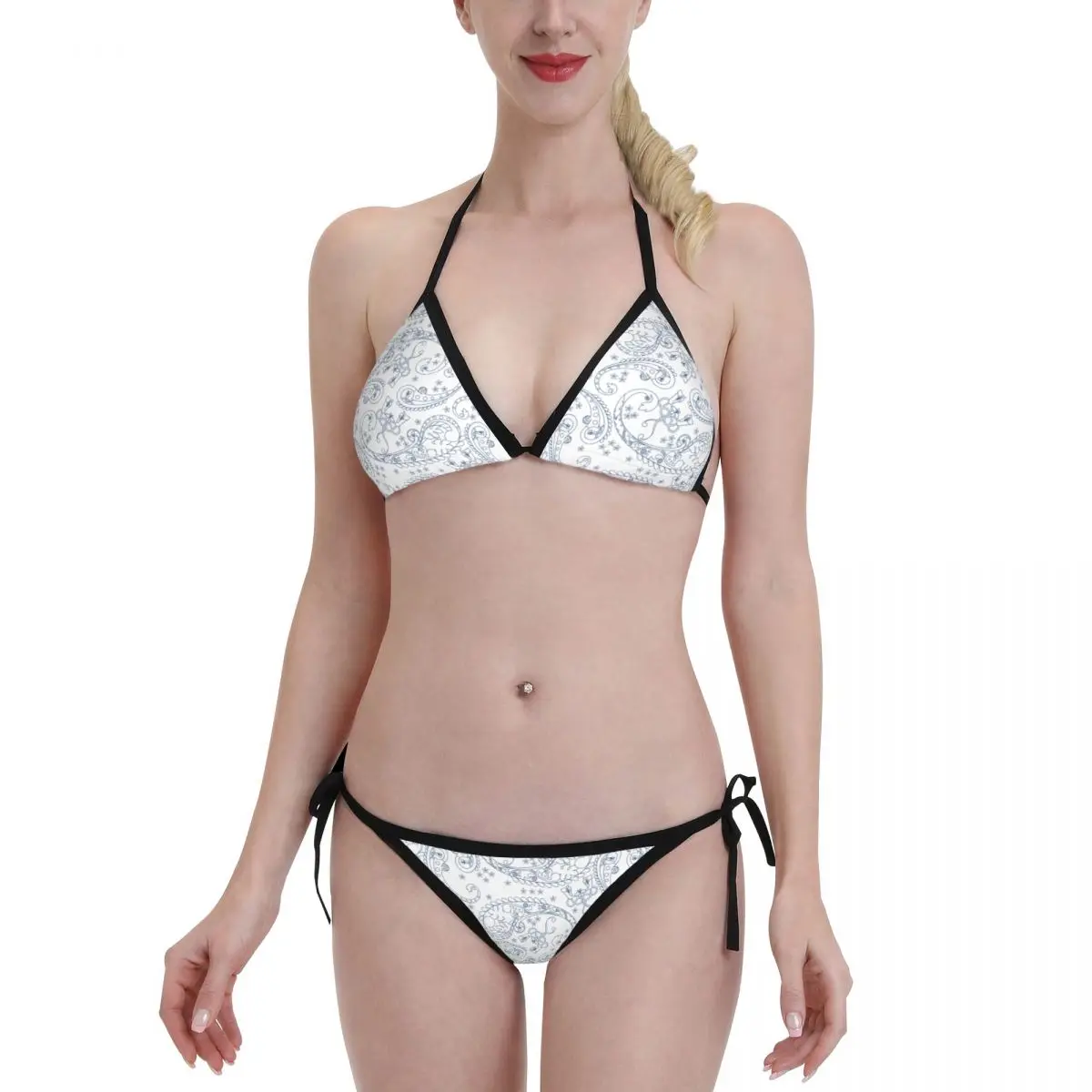 

Paisley Pattern Sexy Bikini 2022 New Halter Swimsuits Swimwear Women Flower Bathing Suit Summer Biquini XXL