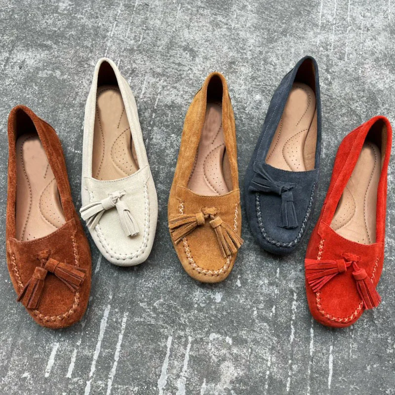 

2022 Autumn New Parent -child Round Head Shallow Soverell Head Layer Cowhide Flat Leisure and Comfortable Single Shoes DF191