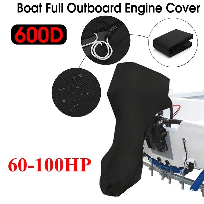 

600D Boat Full Motor Cover 60-100 HP Waterproof Outboard Engine Protector for Boat Motors