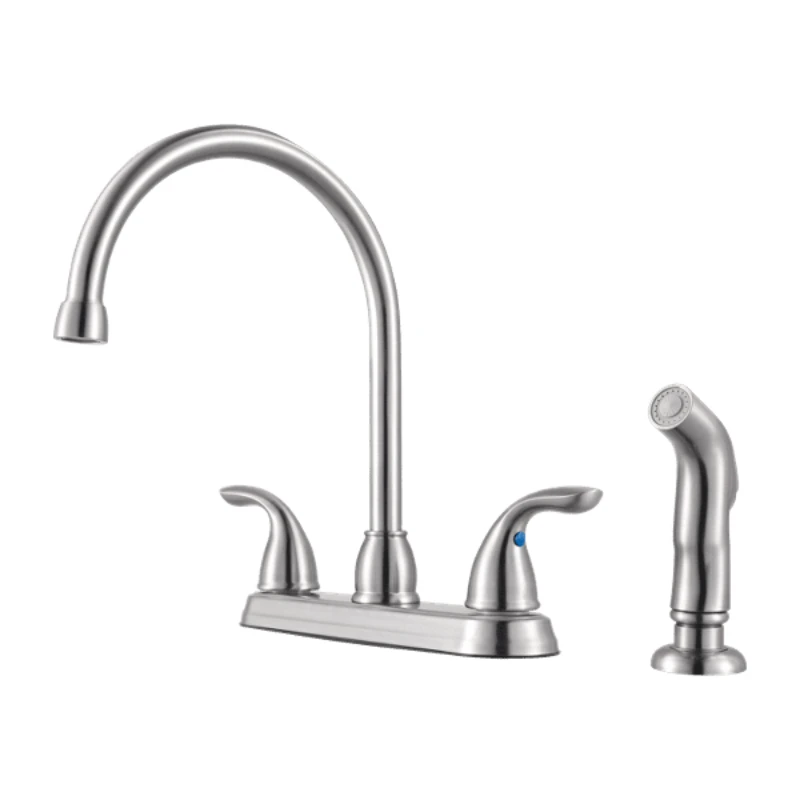 

Free Shipping Two Handle High Arc Kitchen Faucet With Spray SS for kitchen bathroom