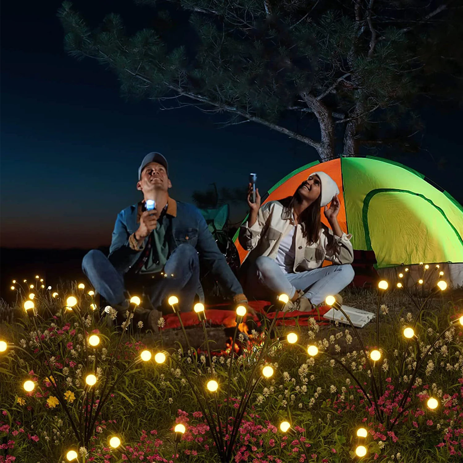 1/2 шт. солнечные садовые светильники светлячки светящиеся наружные украшение для