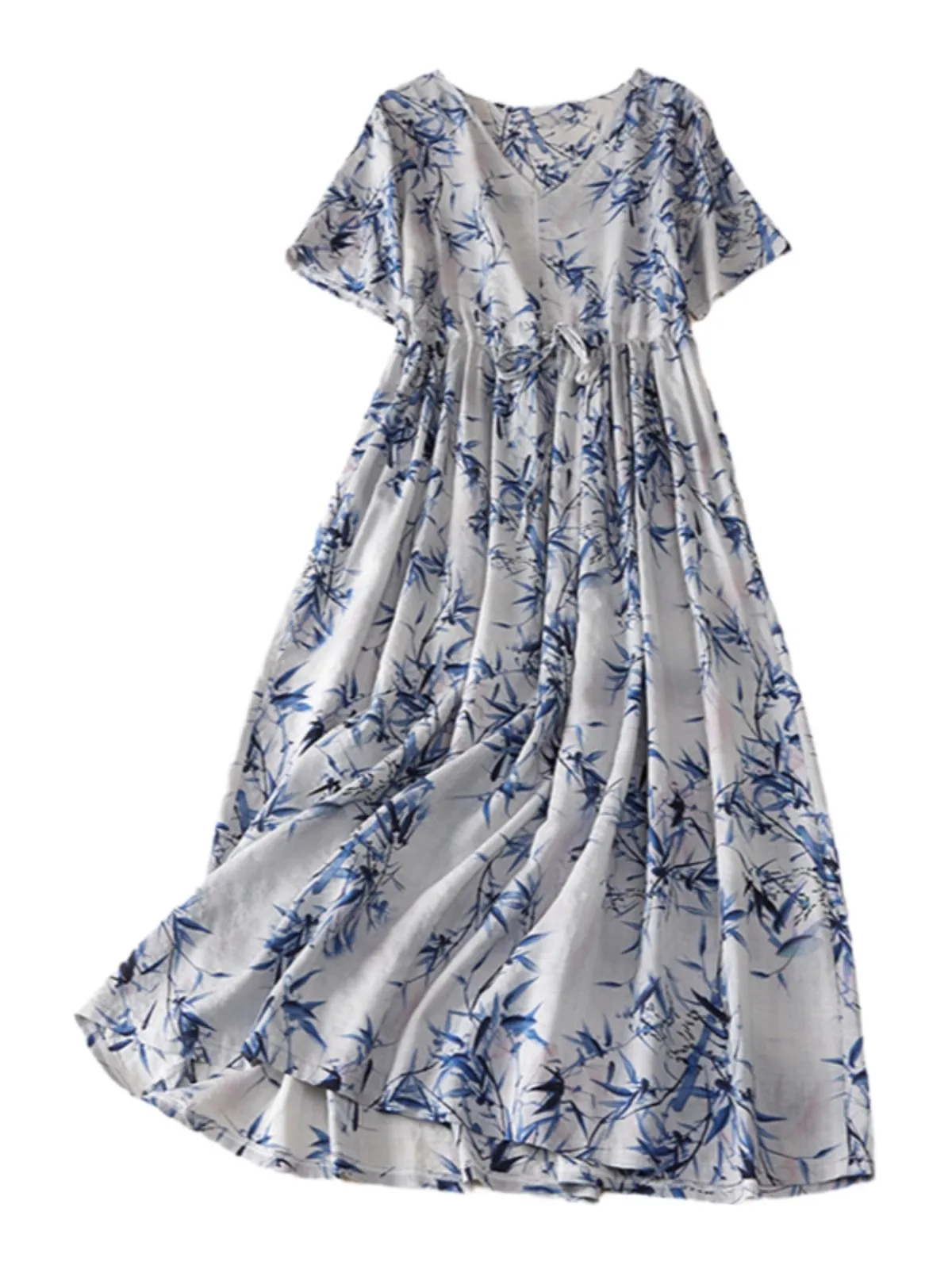 Винтажные женские длинные платья с принтом бамбуковых листьев новинка 2023 года