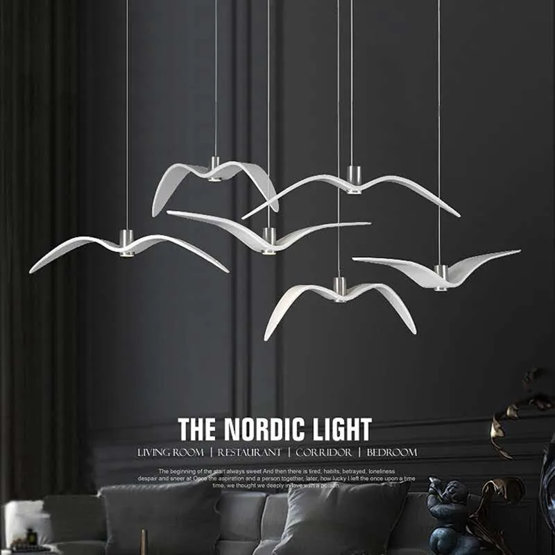 

Nordic Seagull Design Resin Led Pendant Light For Bar/Kitchen Birds Acrylic Lustre Ceiling Suspension Luminaire Light