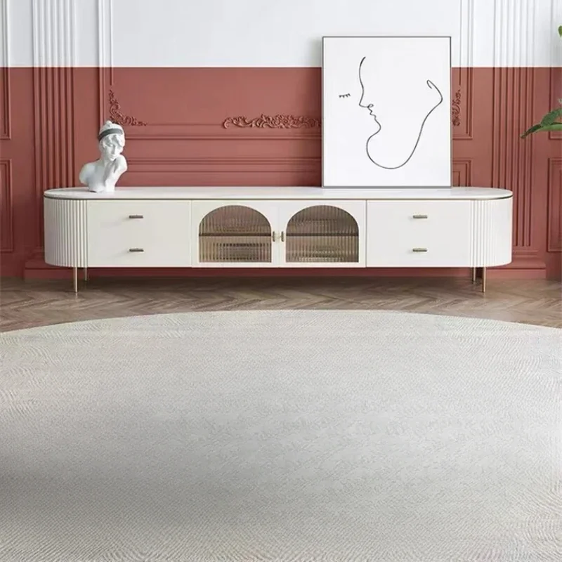 Деревянные скандинавские белые шкафы для телевизора стеклянные двери напольный
