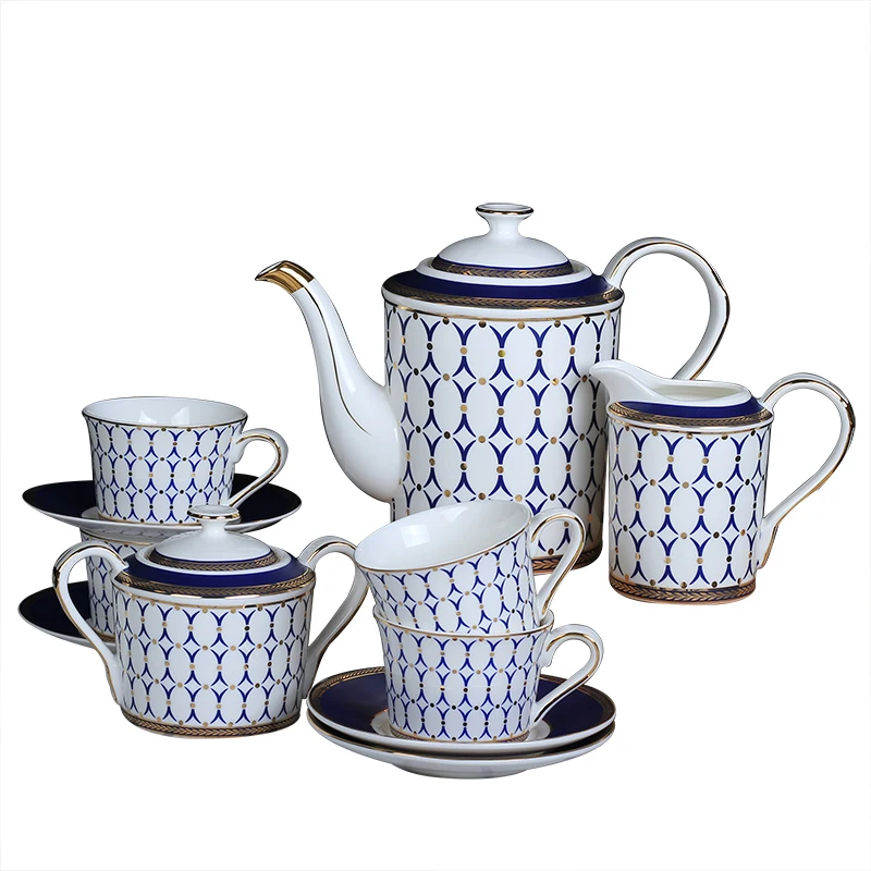 Недорогие европейские Роскошные Керамические Кофейные Наборы 11 шт. чайные чашки