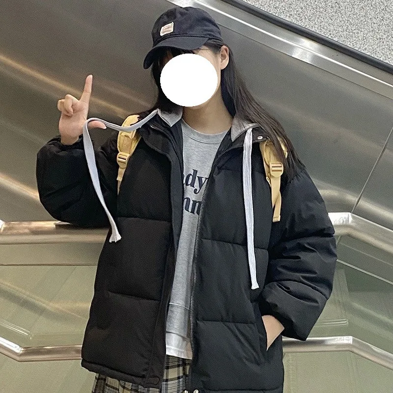 2022 Winter Thickened Cotton Coat Women's Coat Winter Women's Short Down Coat Retro Fake Two-piece Student Loose Padded Jacket