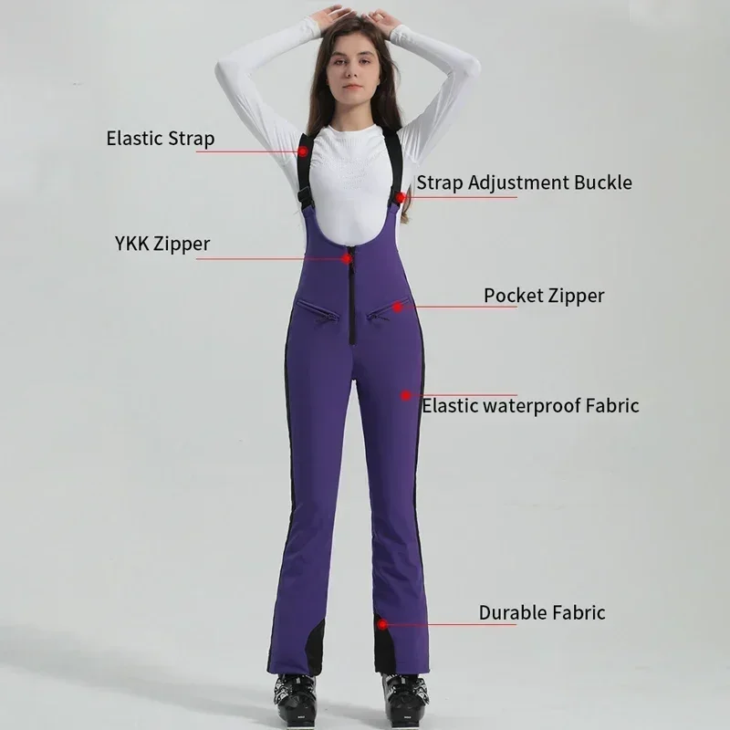 Лыжные цельнокроеные брюки на ремешках новые женские уличные водонепроницаемые
