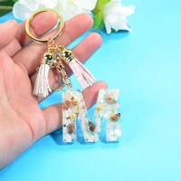 new tassel conch stone letter pendant keychain english words keyring for women cute car acrylic keyring holder bag pendant gifts