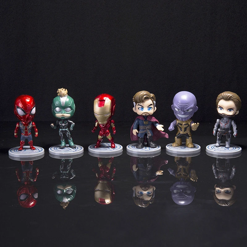 

Children Avengers Anime Action Figures Iron Man SpiderMan Doctor Strange Steve Rogers Captain Marvel Thanos Model Plate Toys Boy