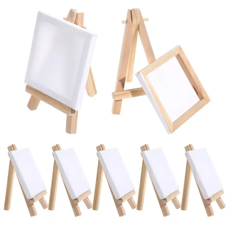 

Canvas Mini Easel Painting Canvases Set Easels Kids Stand Panels Display Kit Bulk Tiny Blank Boards Tabletop Stands Party Wooden