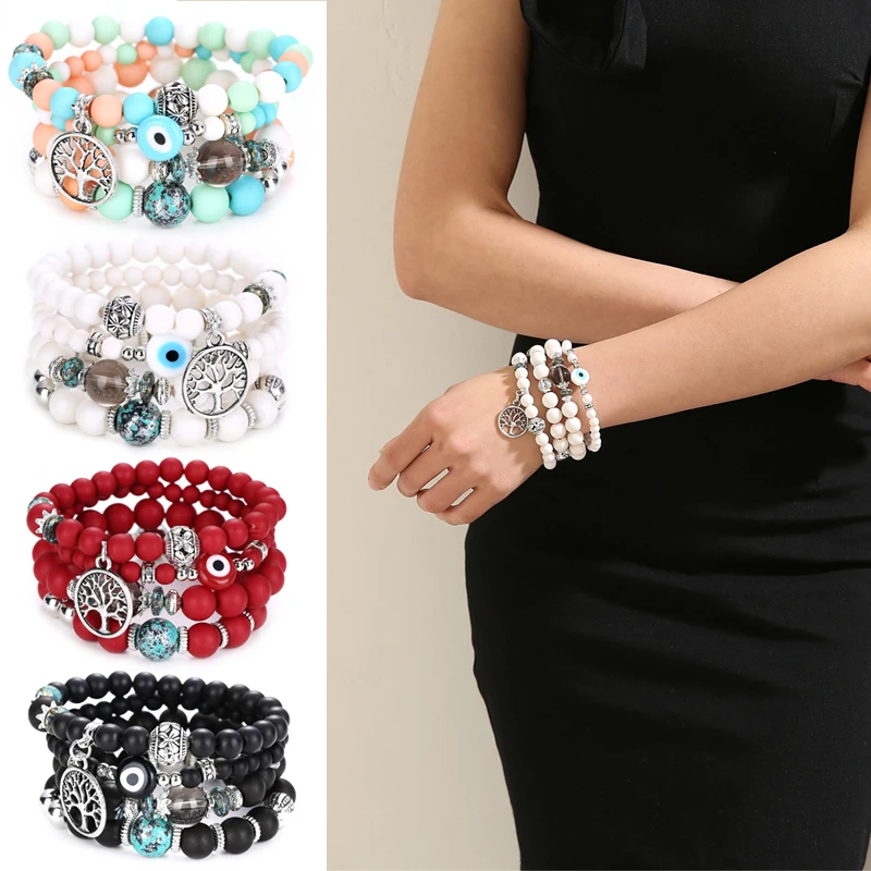 

Fashion Sweet Women Lady Eye Beaded Multilayer Bangle Bracelet Jewelry Gift 264E