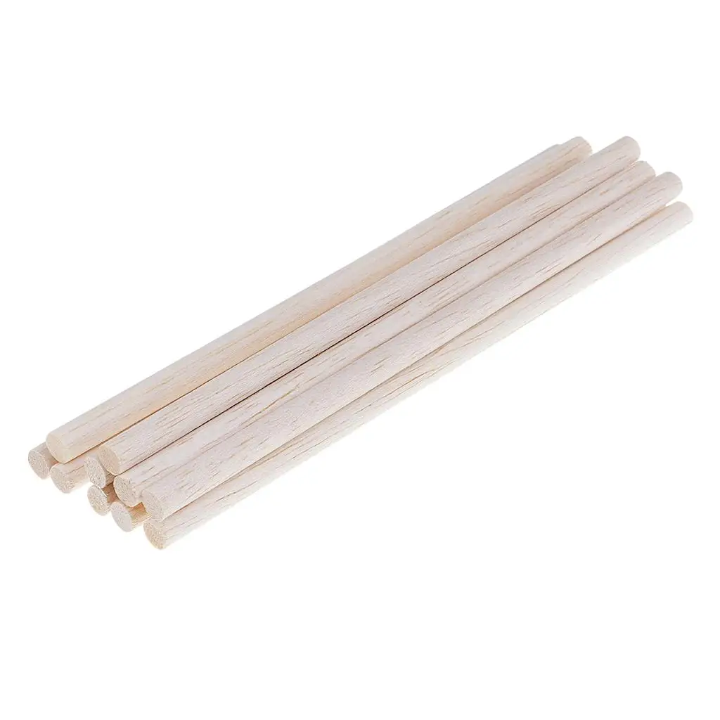 2X 10 Pieces Balsa Wood Unfinished Round Stick Dowel Rod DIY Craft 200mm