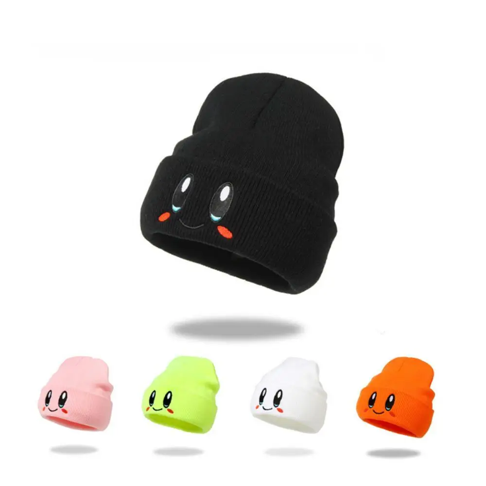 

New Cute Smiley Face Beanie Melon Hats Unisex Big Eye Embroidery Dome Knitted Caps Female Hip-hop Warm Woolen Cap