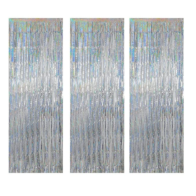 

3Pcs Fringe Curtains Party Decorations,Tinsel Backdrop Curtains For Parties,For Wedding Graduations Birthday Event Party