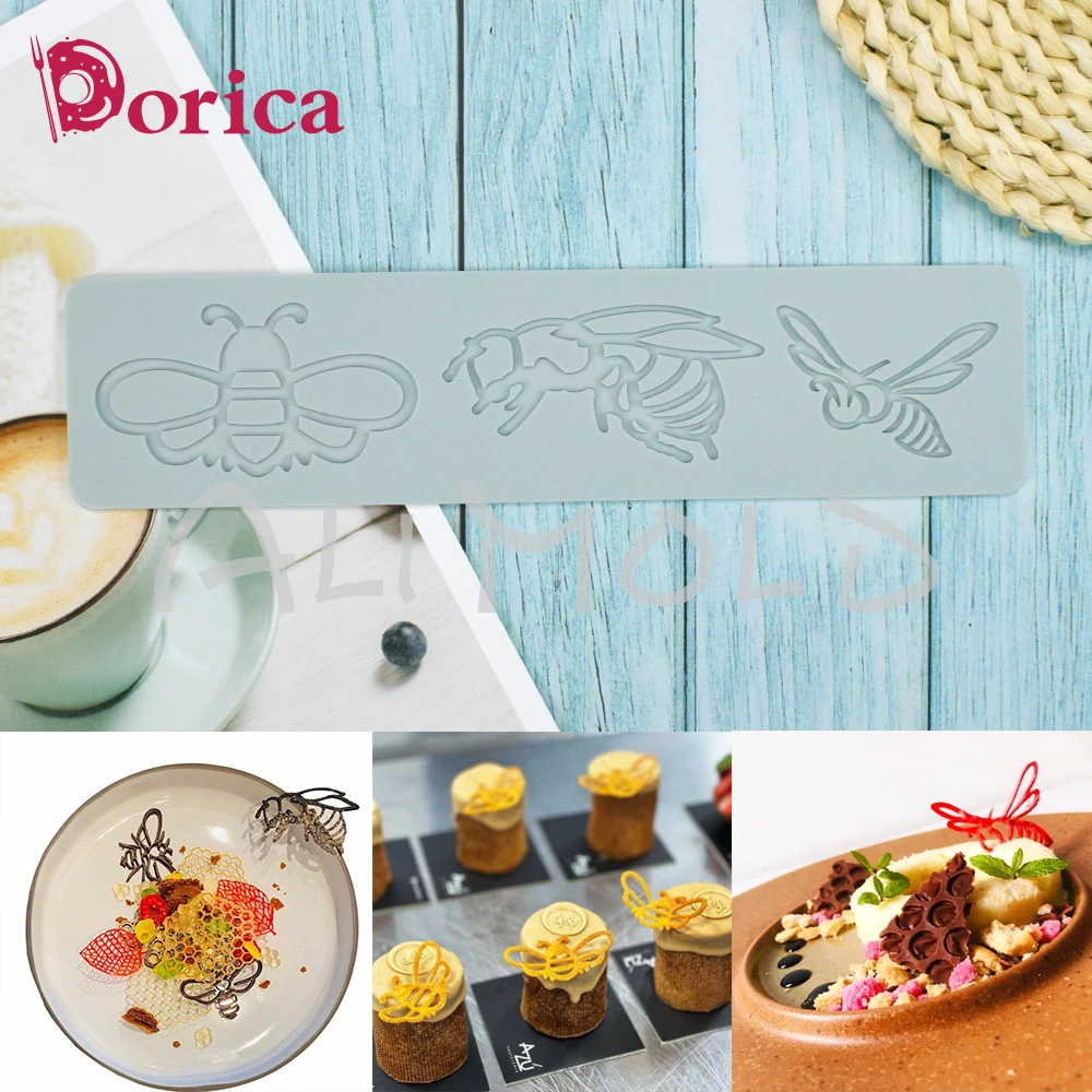 

Новое поступление, 3 отверстия, пчела, помадка, силиконовый кружевной коврик, инструменты для украшения краев тортов, сахарный крем, формовк...