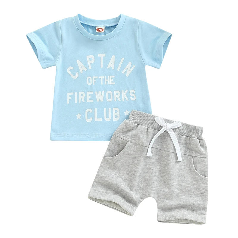 

Toddler Boys Girls Clothes, Short Sleeve Round Neck Letters Tops Drawstring Short Pants Casual Outfits