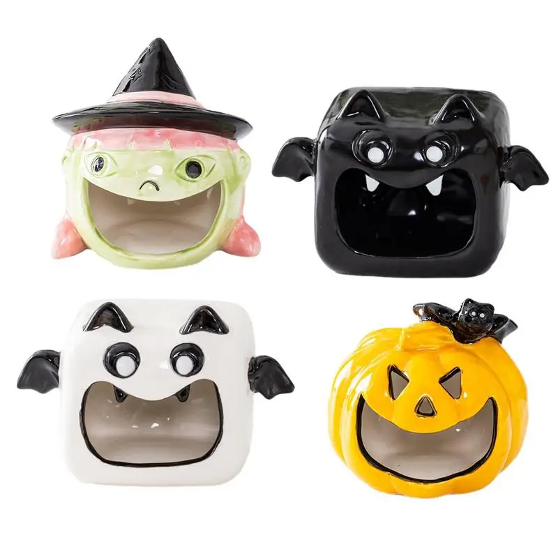 

Halloween Ashtray Glowing Pumpkin Shape Bat Cool Ceramic Ash Holder Living Room Halloween Decorations Desk Accessories