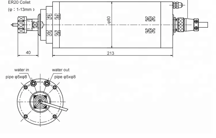 Высокое качество HQD ER20 2 кВт 3 5 двигатель шпинделя с водяным охлаждением 220 В/380 В