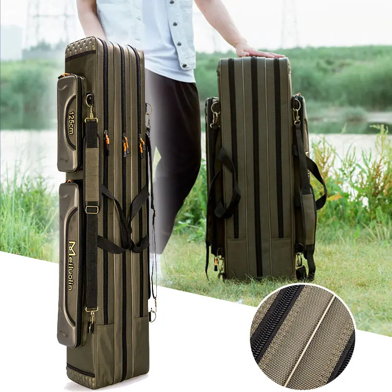 

2/3/4 Layer100/120/125CM Reel Pole Fishing Gear Storage Bag Multifunctional Thickened Waterproof Large Capacity Fishing Gear Bag