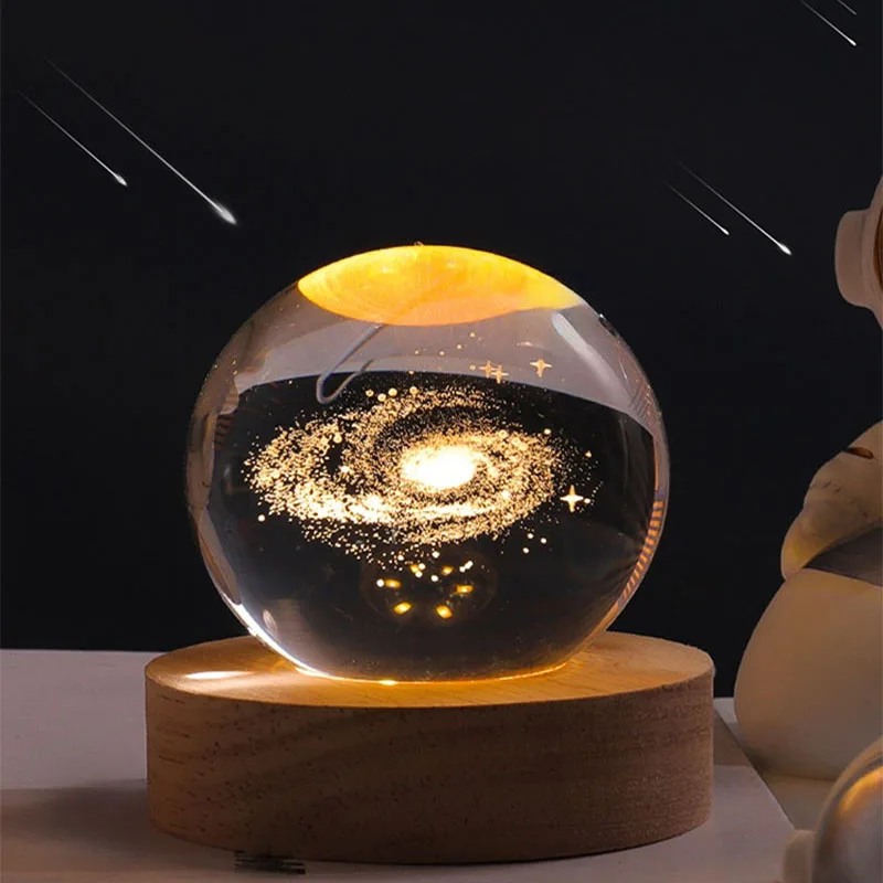 

Luminous Crystal Ball Planet Moon Couple Small Night Lamp Desktop Furnishings Ornaments Valentine's Day Birthday Gift for Girls