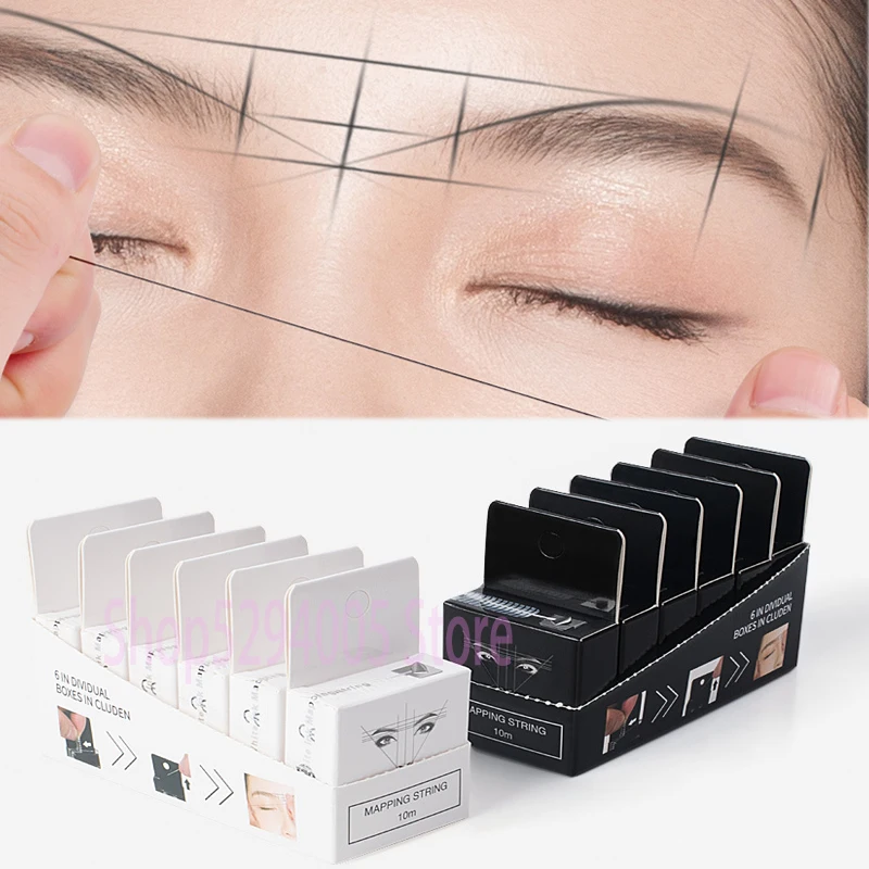 

6PC Microblading 10 Meters Mapping Pre-Ink String for Makeup Eyebrow Dyeing Liner Thread Semi Permanent Positioning Measure Tool