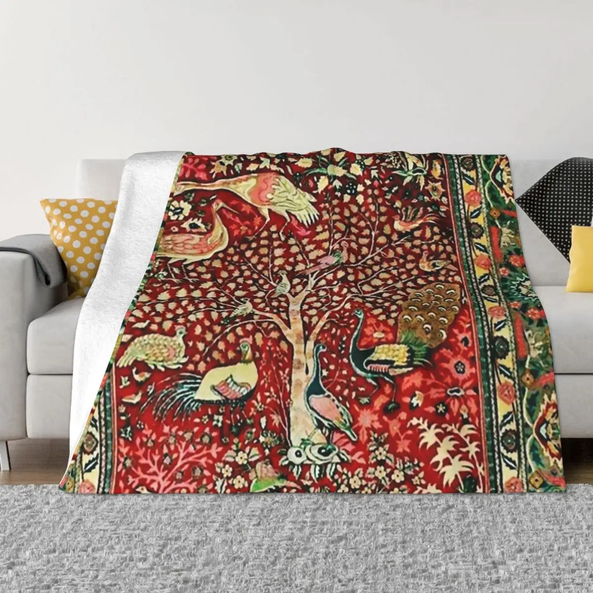 

Античный персидский ковер, птичье дерево, цветы, Фланелевое Флисовое одеяло, пушистое одеяло, домашнее покрывало для дивана, спальни, постел...