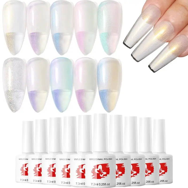 

10 шт., Блестящий Модный голографический лак для ногтей «сделай сам» для женщин