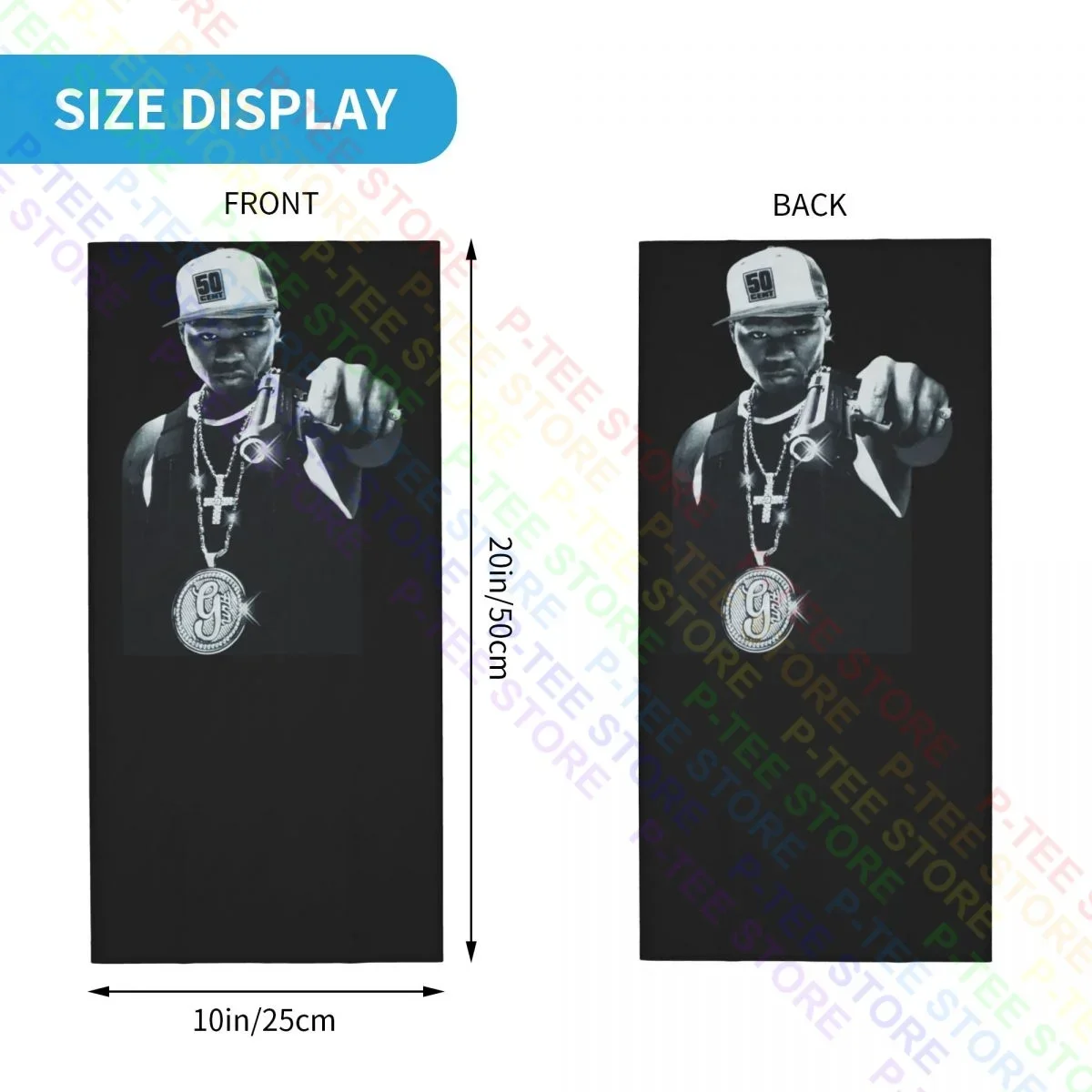 50 Cent W Gun Promo Rap Hip Hop G Unit 2000S Пистолет Шея Гетры Бандана Шарф Маска Для Лица Кемпинг