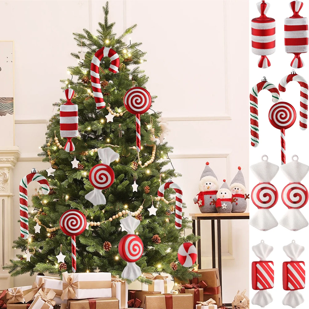 

Christmas Decoration Large Candy Cane DIY Xmas Tree Hanging Pendant Home Christmas Party Favors Kids New Year Gift 2023 Navidad