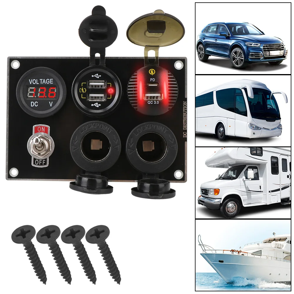 

Combination for Car Marine Boat Waterproof QC3.0 and PD Quick Charge Dual USB Port Car Switch Panel ON-Off Rocker Toggle