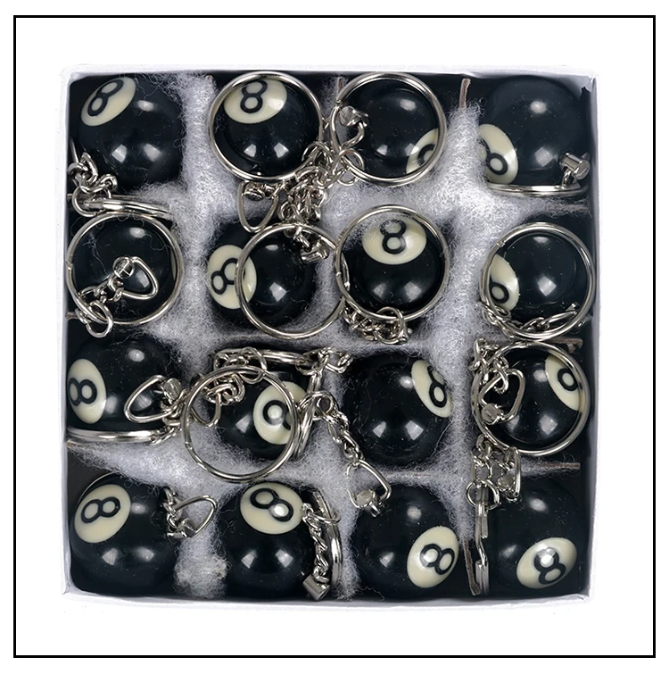 Подвесные брелоки для бильярда № 8 с кольцом 16 цветов