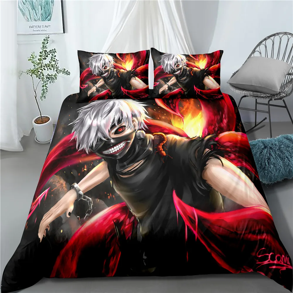 

Anime Tokyo Ghoul 3D Printed Bedding Set Duvet Covers Queen King Size Pillowcases Comforter Bedding Set Bedclothes Bed Linen